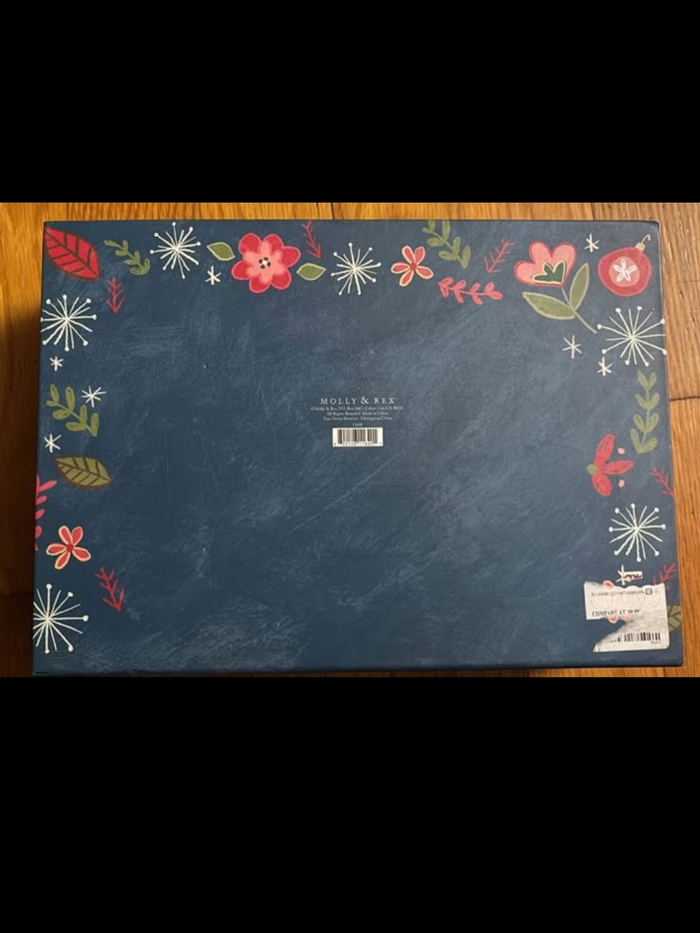 Joy to the World Holiday Decorative Storage Box - Navy & Red - Picture 3 of 4